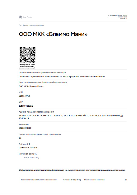 Лицензия МФО